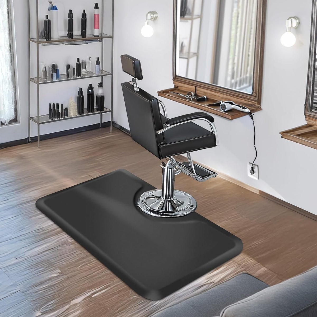 Anti-Fatigue Floor Mat 3 ft. x 5 ft.-Black Rectangle - 1/2 in. Thick (2Pack)