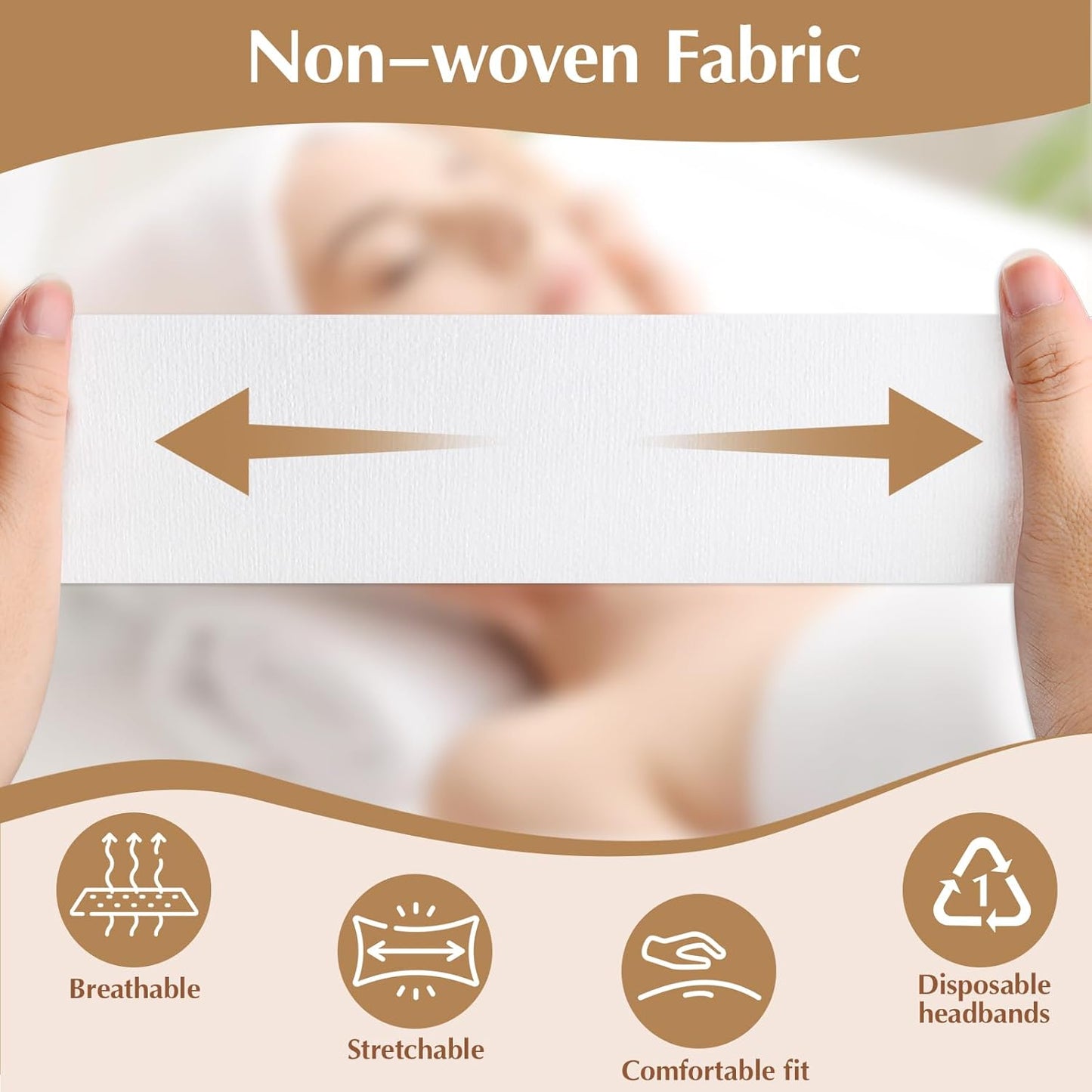 Disposable Hairband, Non-woven Fabric Spa Headband (200 PCS)