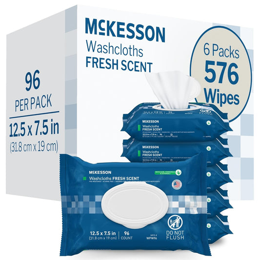 McKesson Washcloth Wipes (Disposable) 6 Pack, 576 Washcloths